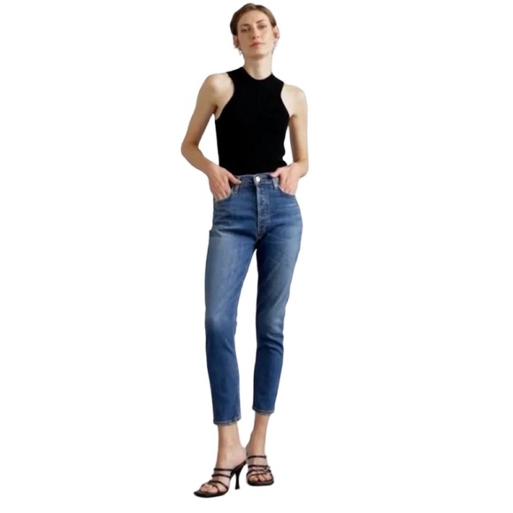 AGOLDE Nico Skinny Straight High Rise Ankle Crop Denim Blue Jean Women's Size 29 - Picture 1 of 11